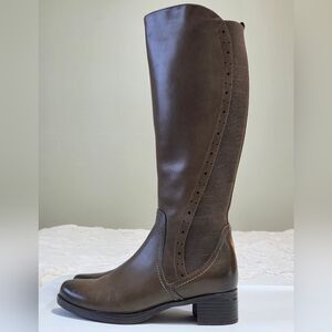 Blondo Tall Waterproof Cognac Brown Leather Stretch Back Riding Boots - Size 7.5